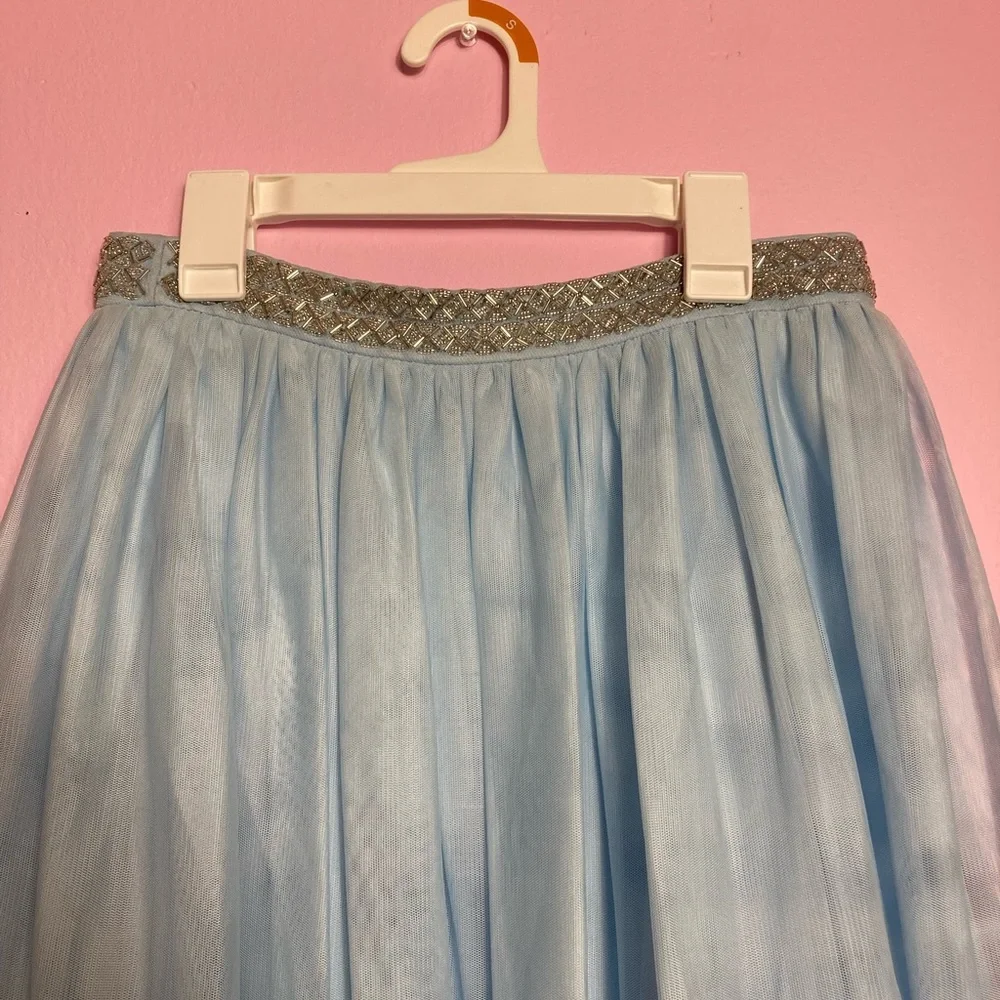 Baby Blue Prom Maxi Skirt Rhinestone waistband Size 5